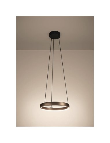 Lámpara colgante LED con control por gestos TRABUCO Ø800mm 25W 3860 lm CCT regulable negro/marrón
