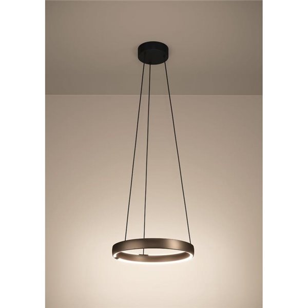Lámpara colgante LED con control por gestos TRABUCO Ø800mm 25W 3860 lm CCT regulable negro/marrón