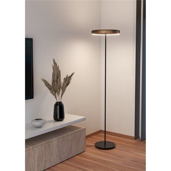Lámpara de pie LED con control por gestos TRABUCO 1750mm, 2x19W 4800Lm CCT regulable negro/bronce