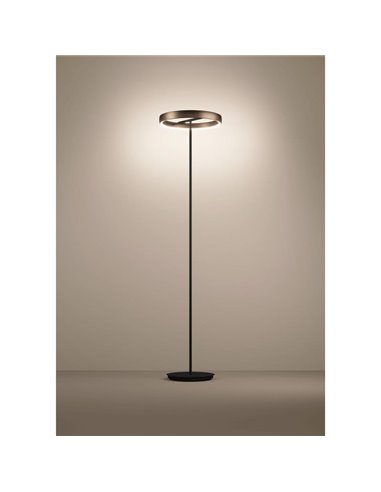 Lampadaire LED TRABUCO avec commande gestuelle, 1750 mm, 2 x 19 W, 4800 lm, température de couleur variable, noir/bronze