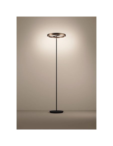 Lámpara de pie LED con control por gestos TRABUCO 1750mm, 2x19W 4800Lm CCT regulable negro/bronce