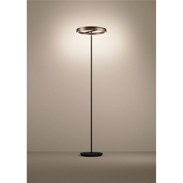 Lámpara de pie LED con control por gestos TRABUCO 1750mm, 2x19W 4800Lm CCT regulable negro/bronce