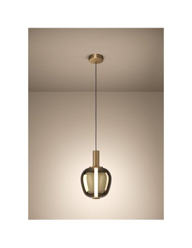 Lámpara colgante LED decorativa con control por gestos FRUITERA Ø250mm 6W 1000Lm, CCT regulable latón cepillado