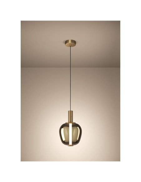 Lámpara colgante LED decorativa con control por gestos FRUITERA Ø250mm 6W 1000Lm, CCT regulable latón cepillado