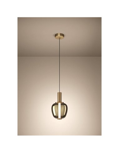 Lámpara colgante LED decorativa con control por gestos FRUITERA Ø210mm 5,5W 760Lm, CCT regulable latón cepillado