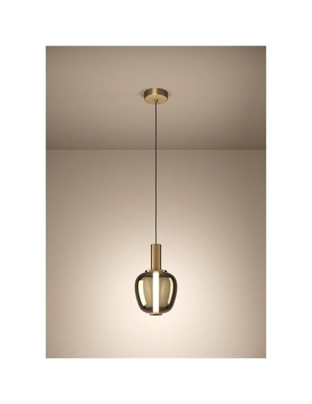Lámpara colgante LED decorativa con control por gestos FRUITERA Ø210mm 5,5W 760Lm, CCT regulable latón cepillado