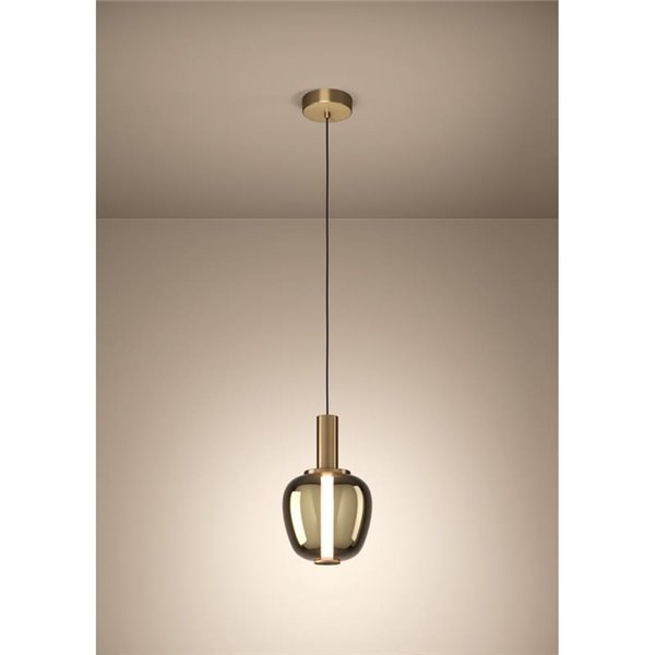 Lámpara colgante LED decorativa con control por gestos FRUITERA Ø210mm 5,5W 760Lm, CCT regulable latón cepillado