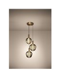 Lámpara colgante LED decorativa de 3 luces con control por gestos FRUITERA Ø450mm, CCT regulable latón cepillado