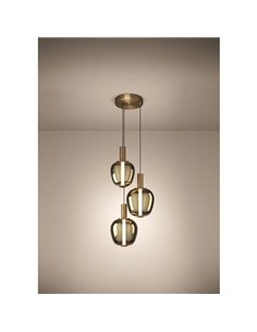 Lámpara colgante LED decorativa de 3 luces con control por gestos FRUITERA Ø450mm, CCT regulable latón cepillado 2