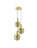 Lámpara colgante LED decorativa de 3 luces con control por gestos FRUITERA Ø450mm, CCT regulable latón cepillado