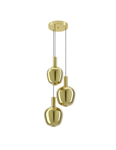 Lámpara colgante LED decorativa de 3 luces con control por gestos FRUITERA Ø450mm, CCT regulable latón cepillado