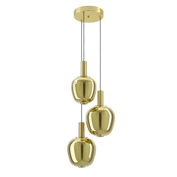 Lámpara colgante LED decorativa de 3 luces con control por gestos FRUITERA Ø450mm, CCT regulable latón cepillado