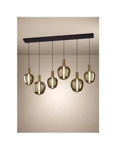 Lámpara colgante LED lineal de 6 luces con control por gestos FRUITERA 1450mm CCT regulable negro y latón cepillado 2