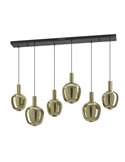 Lámpara colgante LED lineal de 6 luces con control por gestos FRUITERA 1450mm CCT regulable negro y latón cepillado