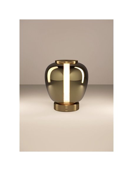 Lámpara de sobremesa LED decorativa con control por gestos FRUITERA 5W 760Lm, CCT regulable latón cepillado