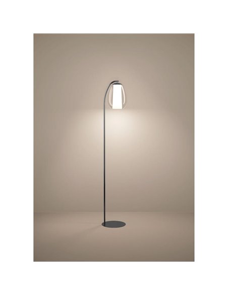 Lámpara de pie LED con control por gestos MENORCA 1650mm 7W+1,6W 700Lm, CCT regulable negro níquel satinado