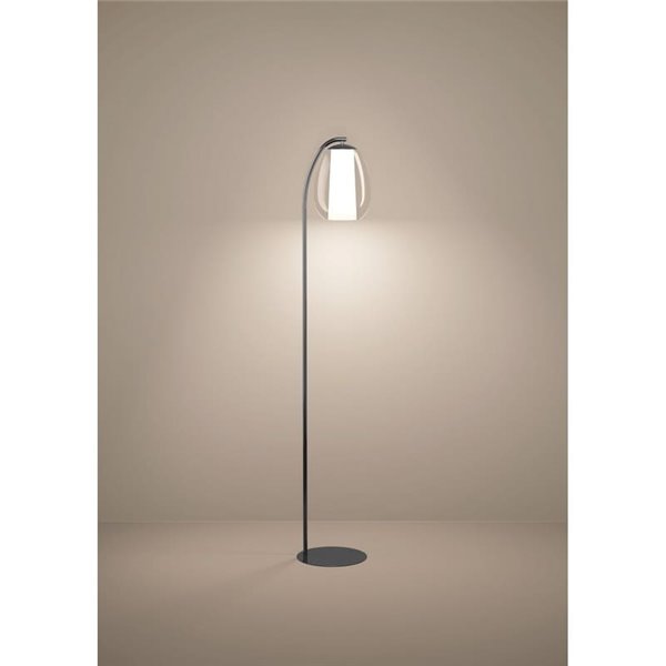 Lámpara de pie LED con control por gestos MENORCA 1650mm 7W+1,6W 700Lm, CCT regulable negro níquel satinado