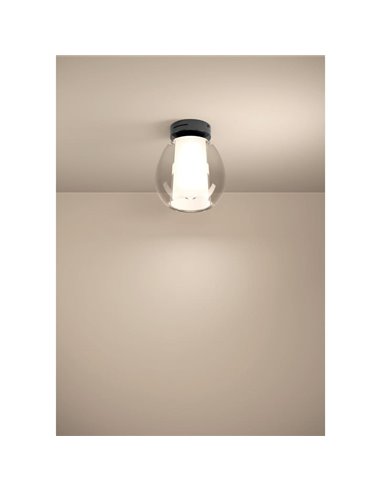 Plafonnier LED MENORCA Ø205 mm 5,5 W + 1,6 W 600 lm CCT, dimmable, noir/nickel satiné, télécommande incluse