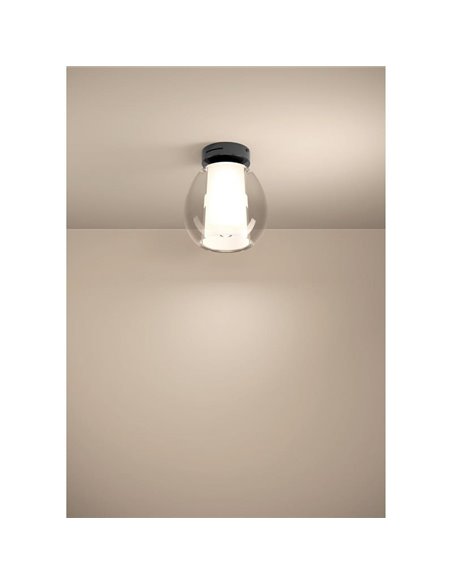 Plafón LED de techo MENORCA Ø205mm 5,5W+1,6W 600Lm CCT regulable negro/níquel satinado con mando incluido