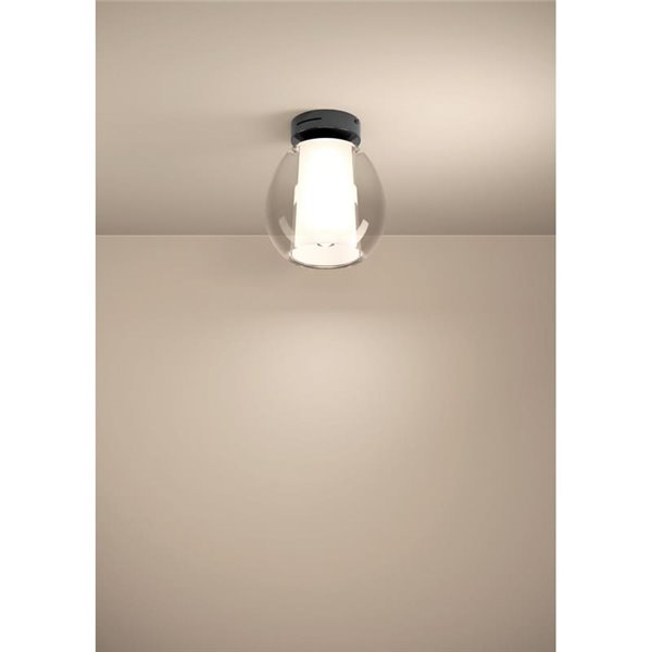 Plafonnier LED MENORCA Ø205 mm 5,5 W + 1,6 W 600 lm CCT, dimmable, noir/nickel satiné, télécommande incluse