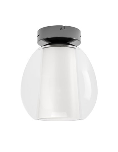 Luminária de teto LED MENORCA Ø205mm 5,5W+1,6W 600lm CCT dimerizável preta/níquel acetinado com controle remoto incluso