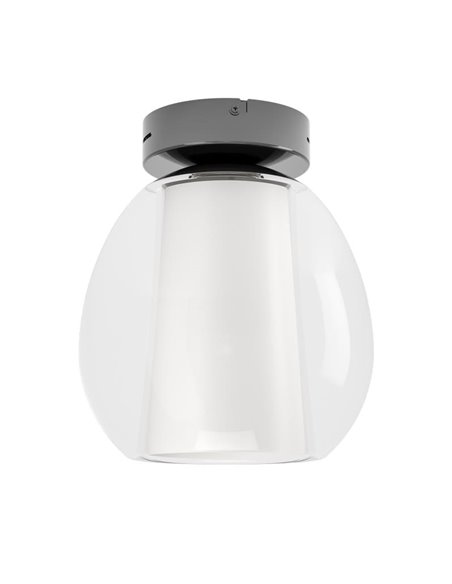 Plafonnier LED MENORCA Ø205 mm 5,5 W + 1,6 W 600 lm CCT, dimmable, noir/nickel satiné, télécommande incluse