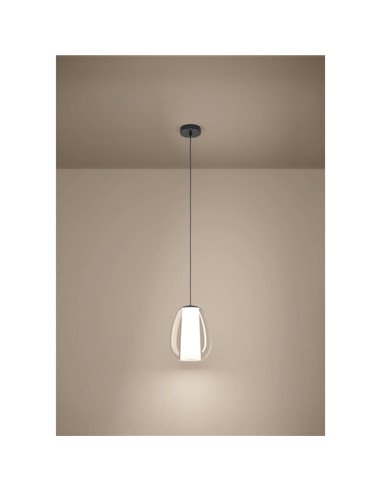 Lámpara colgante LED con control por gestos MENORCA Ø220mm 7W+1,6W 700Lm CCT regulable negro/níquel satinado