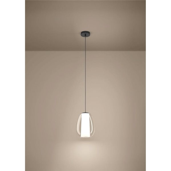 Luminária pendente MENORCA LED com controle por gestos Ø220mm 7W+1.6W 700lm CCT dimerizável preto/níquel acetinado