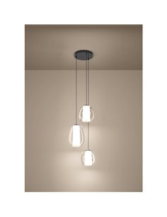 Luminária pendente LED MENORCA com 3 lâmpadas e controle por gestos, Ø420mm, 2x5,5W + 3x1,6W, 1900lm, CCT, dimerizável, preta/ní 2