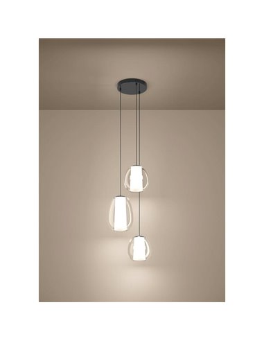 Suspension LED MENORCA à 3 lumières avec commande gestuelle Ø420 mm 2 x 5,5 W + 3 x 1,6 W 1900 lm CCT à intensité variable Noir/