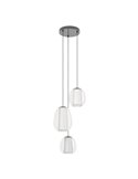 Lámpara colgante LED de 3 luces con control por gestos MENORCA Ø420mm 2x5,5W+3x1,6W 1900Lm CCT regulable negro/níquel