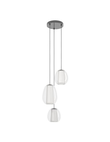 Lámpara colgante LED de 3 luces con control por gestos MENORCA Ø420mm 2x5,5W+3x1,6W 1900Lm CCT regulable negro/níquel
