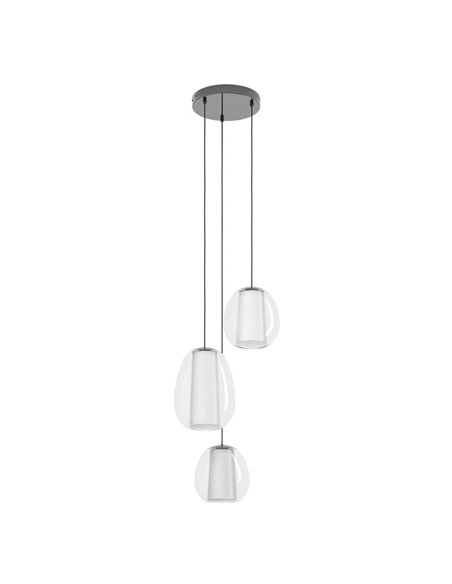 Lámpara colgante LED de 3 luces con control por gestos MENORCA Ø420mm 2x5,5W+3x1,6W 1900Lm CCT regulable negro/níquel