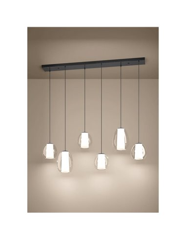 Lámpara colgante LED de 6 luces con control por gestos MENORCA 1430mm CCT regulable negro/níquel