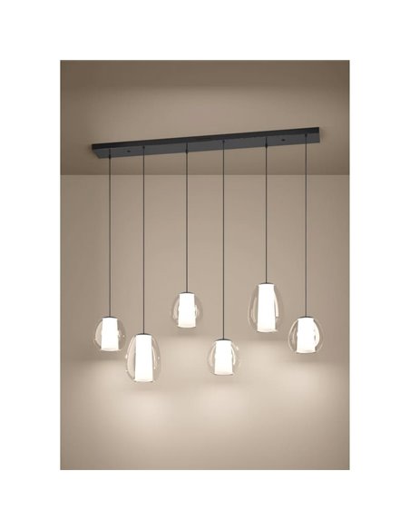 Lámpara colgante LED de 6 luces con control por gestos MENORCA 1430mm CCT regulable negro/níquel
