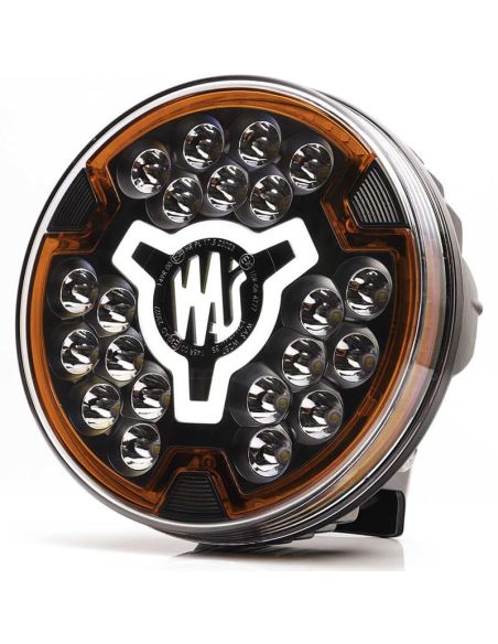 Faro delantero 7" LED de carretera multifunción 12/24V con luz de advertencia ámbar y posición blanca HR XA1 AD