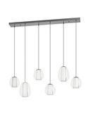 MENORCA Suspension LED 6 lumières CCT 1430 mm avec commande gestuelle, intensité variable, noir/nickel