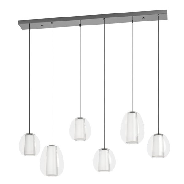 MENORCA Suspension LED 6 lumières CCT 1430 mm avec commande gestuelle, intensité variable, noir/nickel