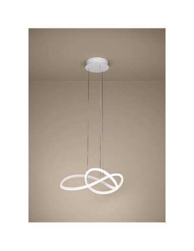 Lámpara colgante LED con ajuste de altura por gestos RIAZA Ø830mm 40W 6512Lm CCT regulable blanca con mando