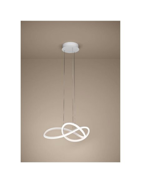 Lámpara colgante LED con ajuste de altura por gestos RIAZA Ø830mm 40W 6512Lm CCT regulable blanca con mando