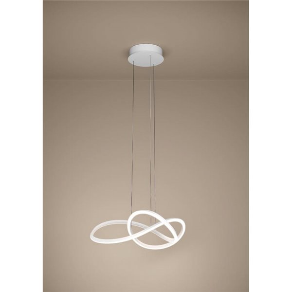Lámpara colgante LED con ajuste de altura por gestos RIAZA Ø830mm 40W 6512Lm CCT regulable blanca con mando