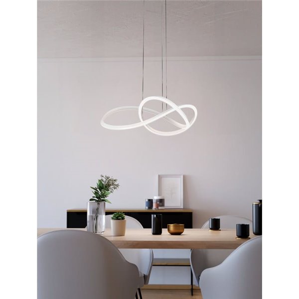 Lámpara colgante LED con ajuste de altura por gestos RIAZA Ø830mm 40W 6512Lm CCT regulable blanca con mando