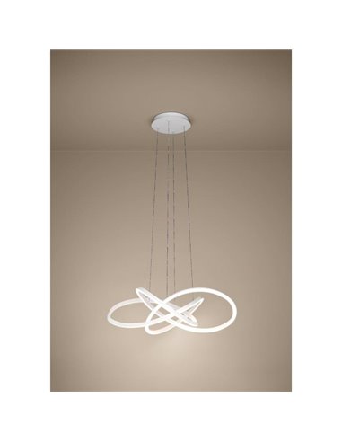 Lámpara colgante LED con ajuste de altura por gestos RIAZA Ø900mm 48,7W 9300Lm CCT regulable blanca con mando