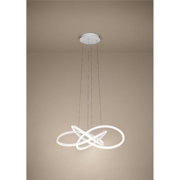 Lámpara colgante LED con ajuste de altura por gestos RIAZA Ø900mm 48,7W 9300Lm CCT regulable blanca con mando