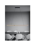 Lámpara colgante LED lineal MONTEBUONO 1800mm 2x10,5W 2X1300Lm luz cálida, negro/madera