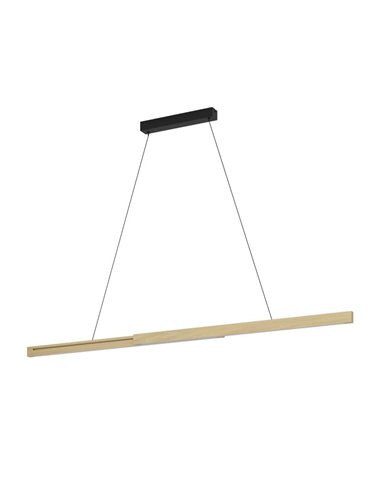 Lámpara colgante LED lineal MONTEBUONO 1800mm 2x10,5W 2X1300Lm luz cálida, negro/madera