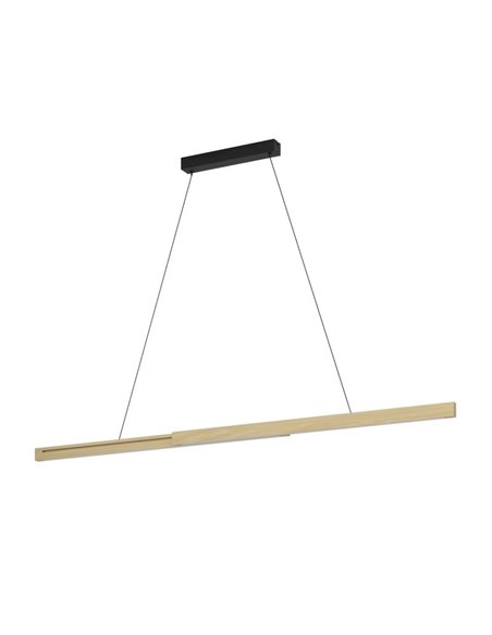 Lámpara colgante LED lineal MONTEBUONO 1800mm 2x10,5W 2X1300Lm luz cálida, negro/madera