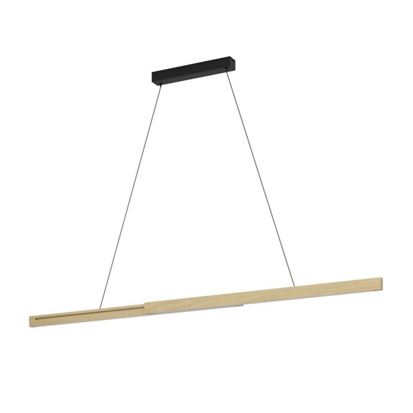 Lámpara colgante LED lineal MONTEBUONO 1800mm 2x10,5W 2X1300Lm luz cálida, negro/madera