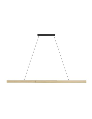 Lámpara colgante LED lineal MONTEBUONO 1800mm 2x10,5W 2X1300Lm luz cálida, negro/madera