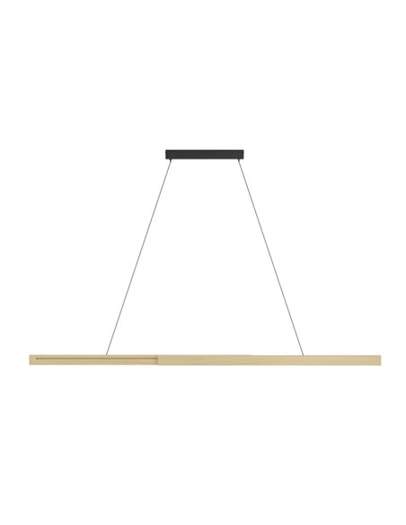 MONTEBUONO Suspension linéaire LED 1800 mm, 2 x 10,5 W, 2 x 1300 lm, lumière chaude, noir/bois
